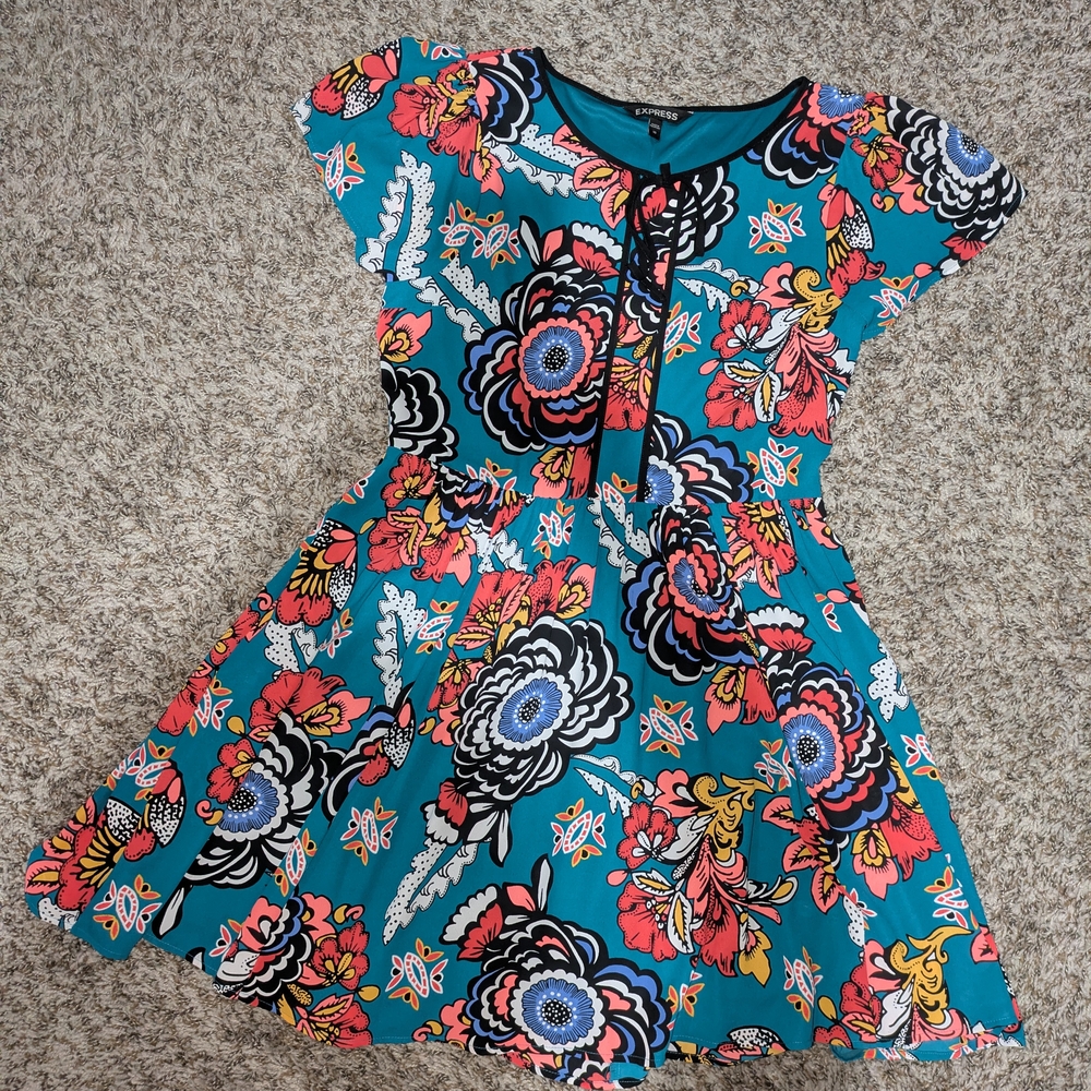 Funky Floral Sundress, Women's, Express, Size 10